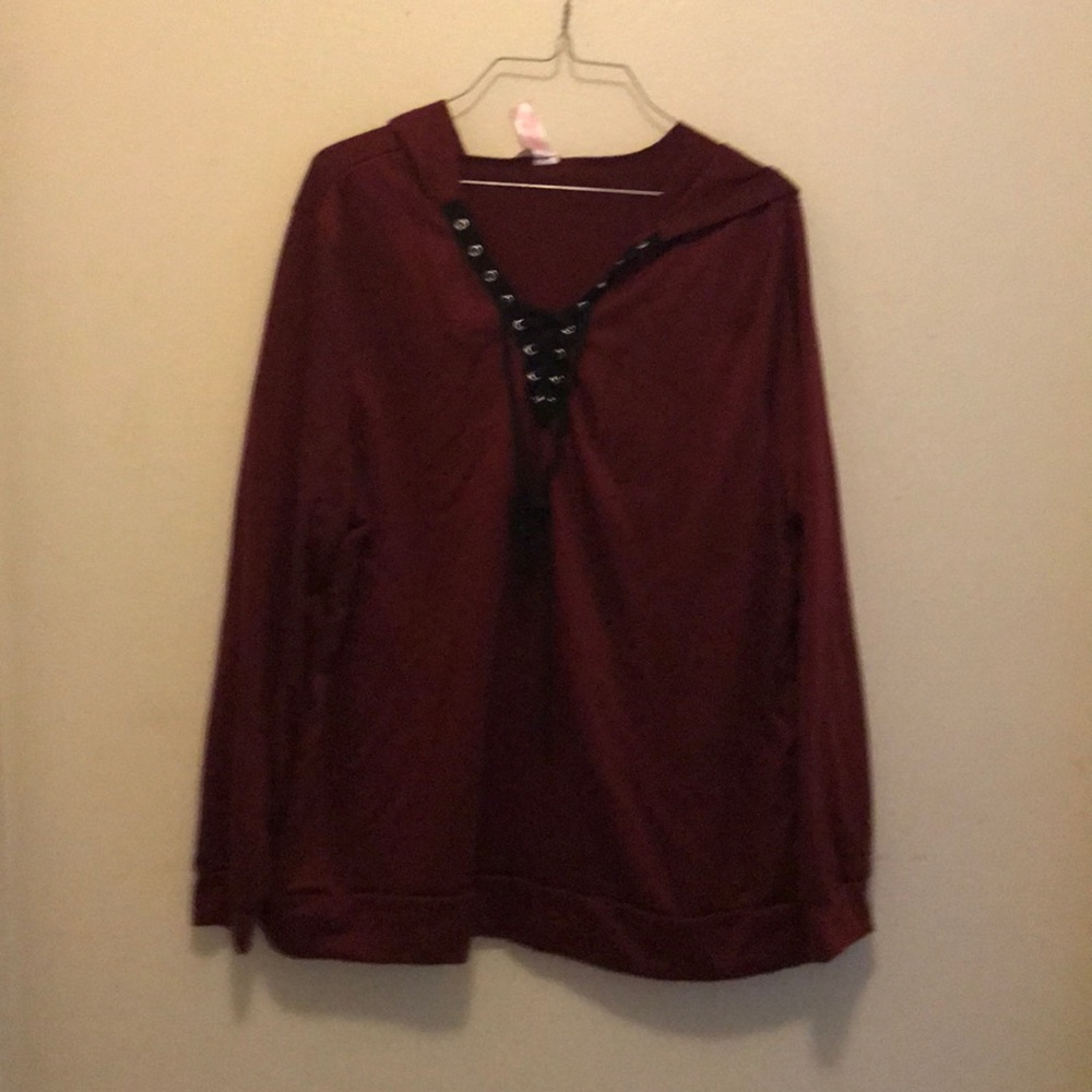 Maroon and black hoodie